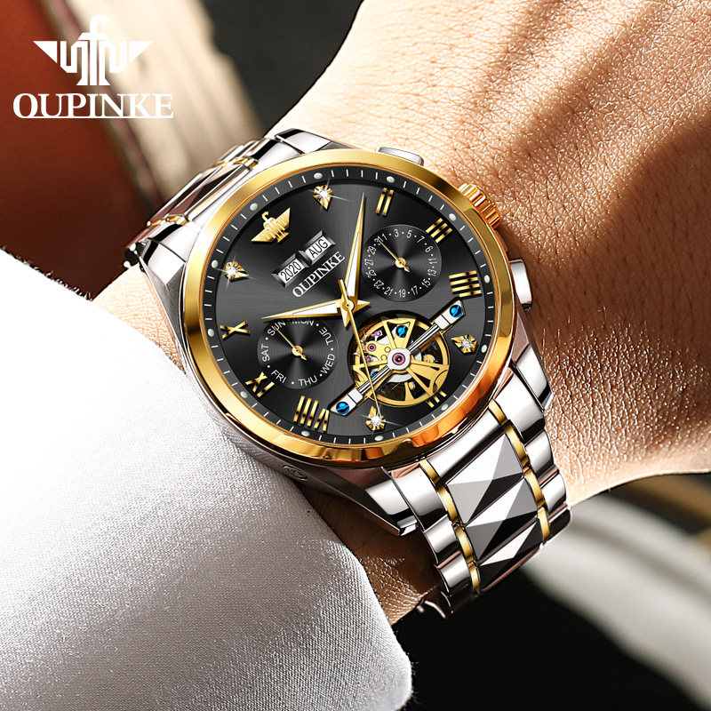 瑞士进口男士十大镂空多功能机械表 欧利时仟锐国产腕表