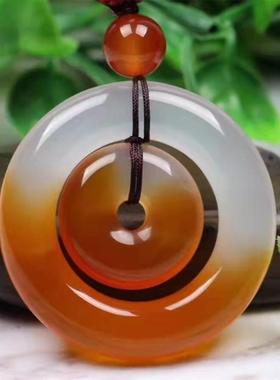 多彩玛瑙母子同心扣吊坠包挂冰种玉髓同心扣男女毛衣链