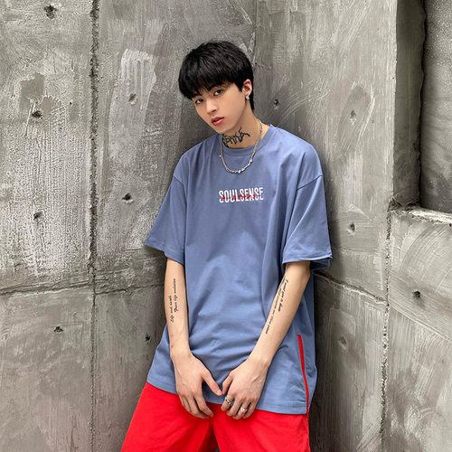 SoulSense国潮短袖致敬北野武系列极恶非道款藏蓝色短袖T恤男女 - 图1