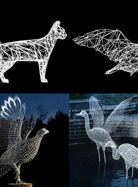 不锈钢镂空小鸟松鼠蜗牛雕塑仿真动物园林售楼部草坪发光装饰摆件