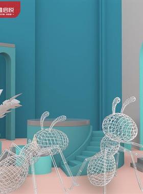 户外不锈钢镂空蚂蚁雕塑售楼花园林铁艺发光仿真昆虫景观装饰摆件