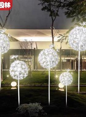 户外仿真不锈钢蒲公英雕塑铁艺发光摆件公园林草坪小区景观装饰品