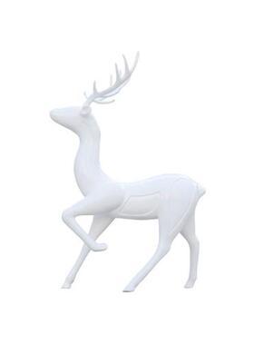 户外抽象几何白鹿玻璃钢雕塑景小区公园林仿铜梅花鹿景观装饰摆件