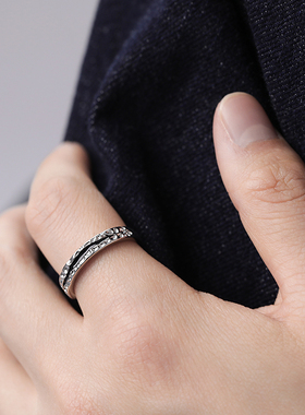 男女合金日韩银痕设计戒指