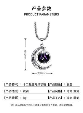 十二星座钛钢男士项链