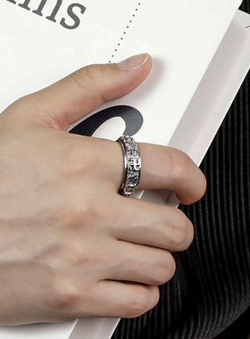 男女钛钢复古转动戒指