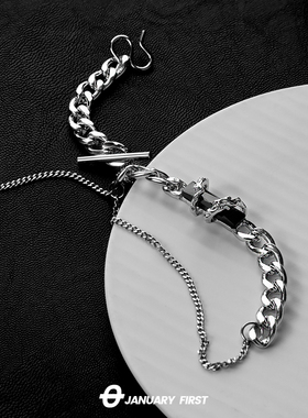 男女钛钢原创设计流苏手链