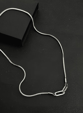 不锈钢项链双扣项链时尚气质锁骨链简约百搭轻奢素款坠链