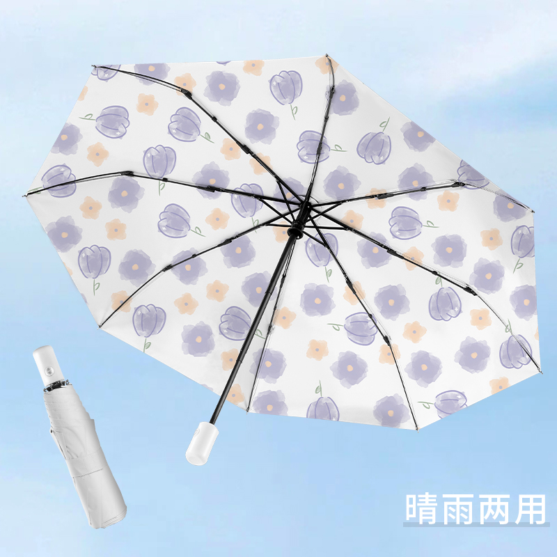 太阳伞防晒防紫外线女高级感遮阳伞自动雨伞折叠高颜值钛银防晒伞 - 图3