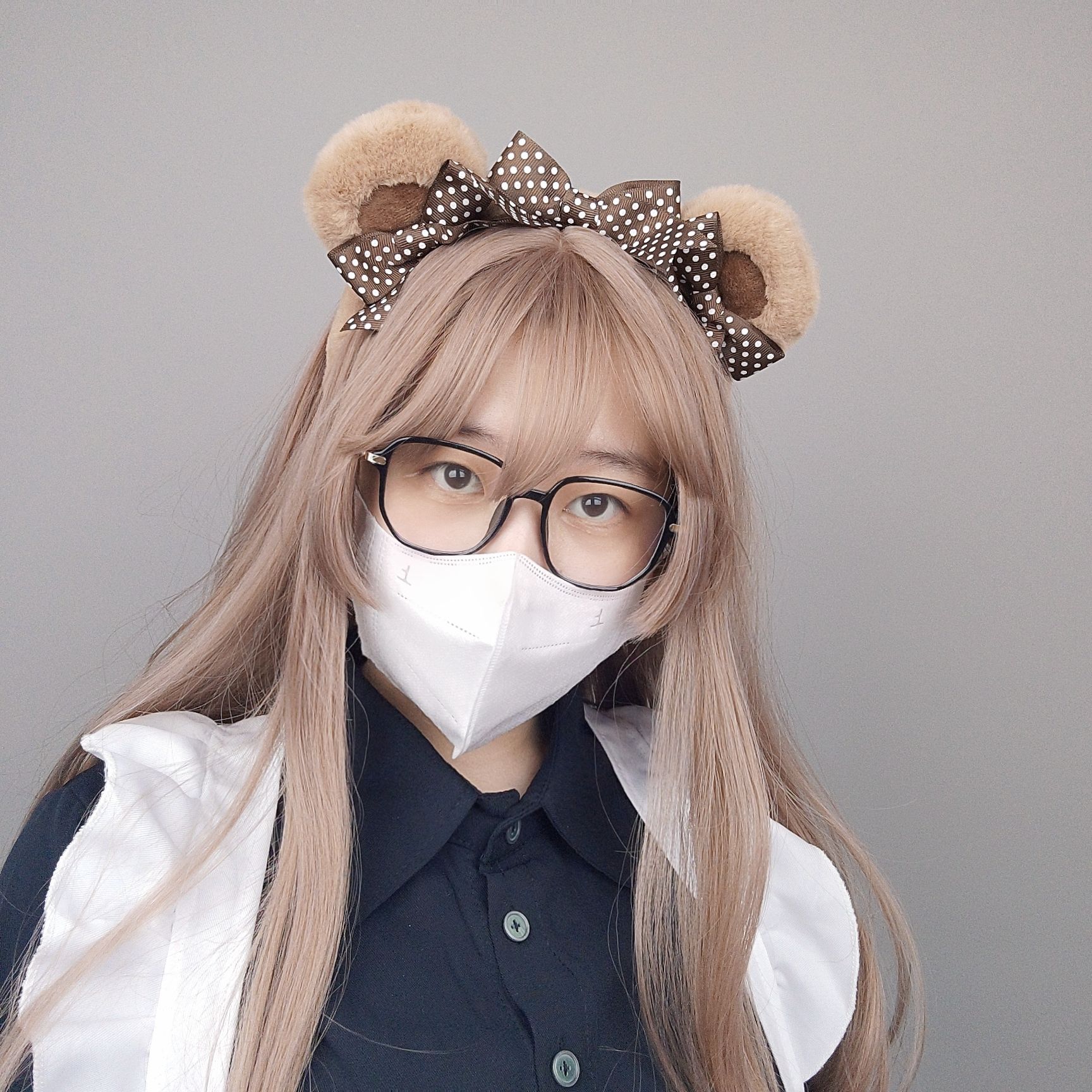 一件手作日式可爱毛绒熊耳Lolita头饰cosplay配饰兽耳发箍 - 图1