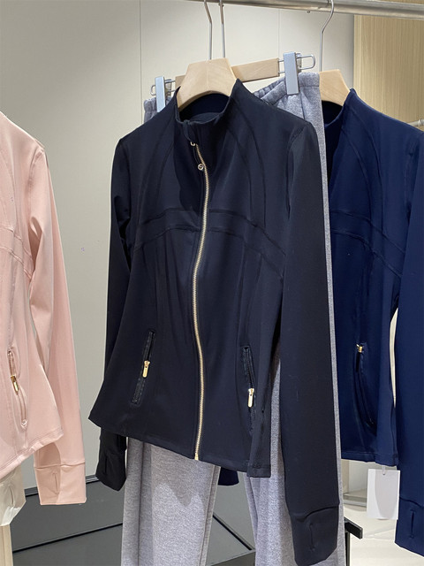 The same style for LU home! Spring and summer style slim elastic waist-retracting and slimming fast-drying sports yoga suit casual stand-up jacket for women