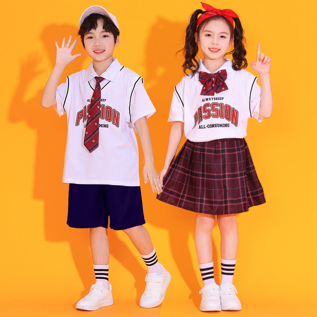 Primary school student performance clothing, children's cheerleading sports meeting group class uniform, chorus poetry recitation clothing