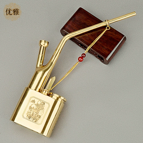 Элегантный медный старомодный кальян, ретро мундштук