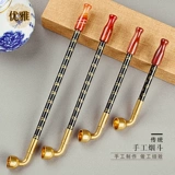 Элегантная старомодная медная ониксовая курительная трубка ручной работы, мужской короткий мундштук