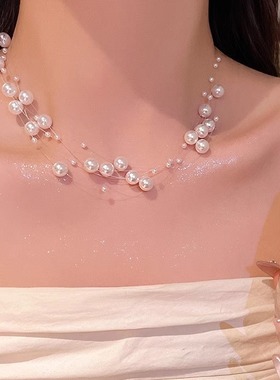 超仙多层珍珠项链女法式高级感
