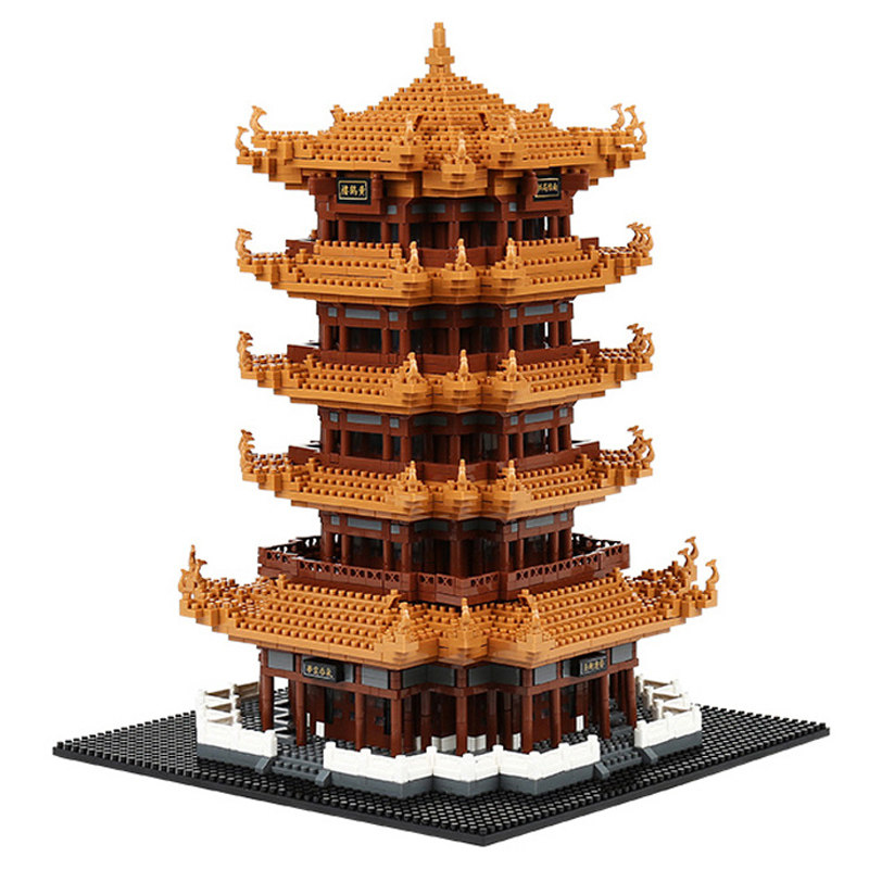 微颗粒黄鹤楼模型成年立体拼装玩具 顺嘉玩具建构/拼插积木