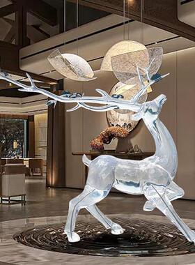 商场售楼处样板房大型透明树脂雕塑鹿摆件别墅庭院景观装饰工艺品
