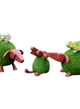 玻璃钢草皮羊雕塑小区幼儿园售楼部儿童摄影卡通小羊肖恩摆件造景