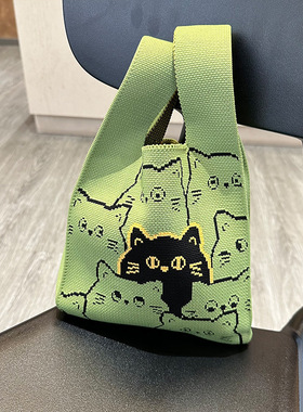 可爱小猫咪针织背心手拎包