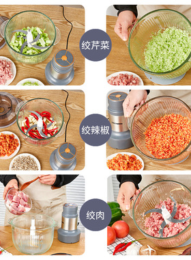 万利达五升纯铜多功能绞肉机碎菜蒜蓉辣椒料理机和面机加厚玻璃盆
