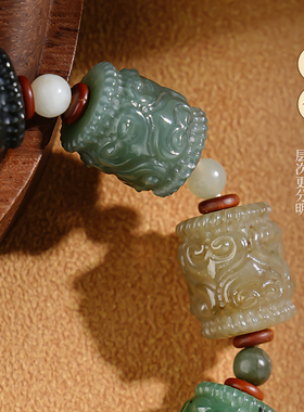 玄灵阁天然和田玉多宝路路通手串