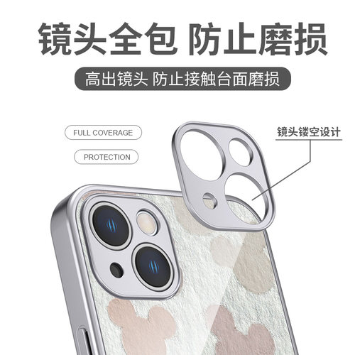 适用iphone13手机壳新款15迪士尼苹果14promax情侣米奇11小众高级感12mini女款8plus玻璃xsmax全包xr套16/17 - 图2