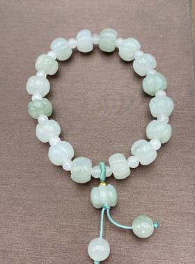 玉手链新疆天然金丝玉南瓜珠手串女糖果色戈壁玉多彩宝石冰种单圈