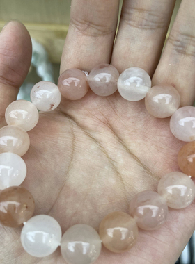 河南南阳石佛寺金丝玉天然桃花酿手镯手串粉色少女玉镯镯子石英岩