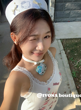 IVONA【KTchocker】爆闪！原创Y2k甜酷Kitty闪钻蝴蝶结项圈项链