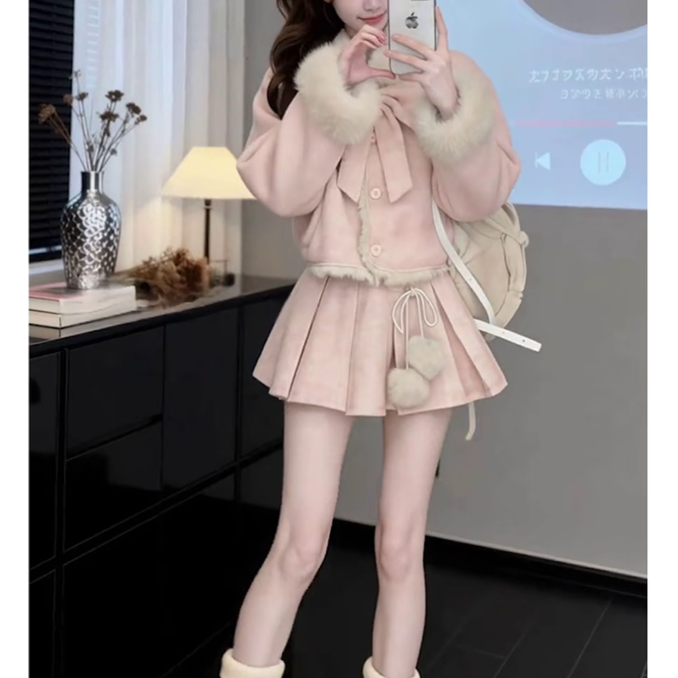 两面穿毛呢蝴蝶结套装冬季新款千金风宽松显瘦减龄时尚学院风,淘宝优惠券,粉丝福利购,淘宝优惠卷