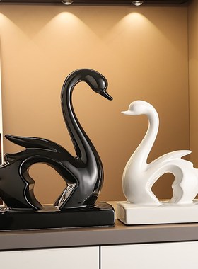 现代轻奢天鹅书档摆件家居客厅酒柜电视柜装饰品玄W关办公室摆设