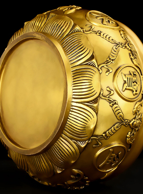 速发实心黄铜聚宝盆铜摆件t中式家居客厅办公室店铺存钱罐黄铜米