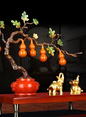 全铜五福临门摆件纯铜家居客厅酒柜玄关装饰品办R公室开业乔迁礼