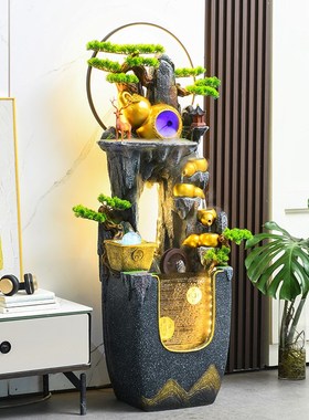 葫芦假山流水摆j件风水轮装饰客厅办公室循环水景喷泉落地开业礼