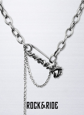 [圣诞礼物]ROCKRIDE 挚爱别针项链 纯银女银饰男高级设计感欧美