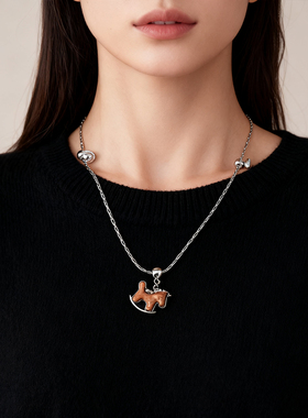 可爱木马吊坠项链女2025新款