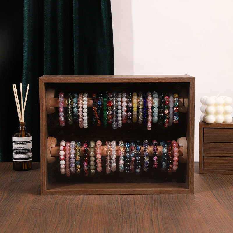 胡桃色透明天窗防尘水晶手串收纳盒手链手镯首饰盒佛珠佛串收藏箱,淘宝优惠券,粉丝福利购,淘宝优惠卷
