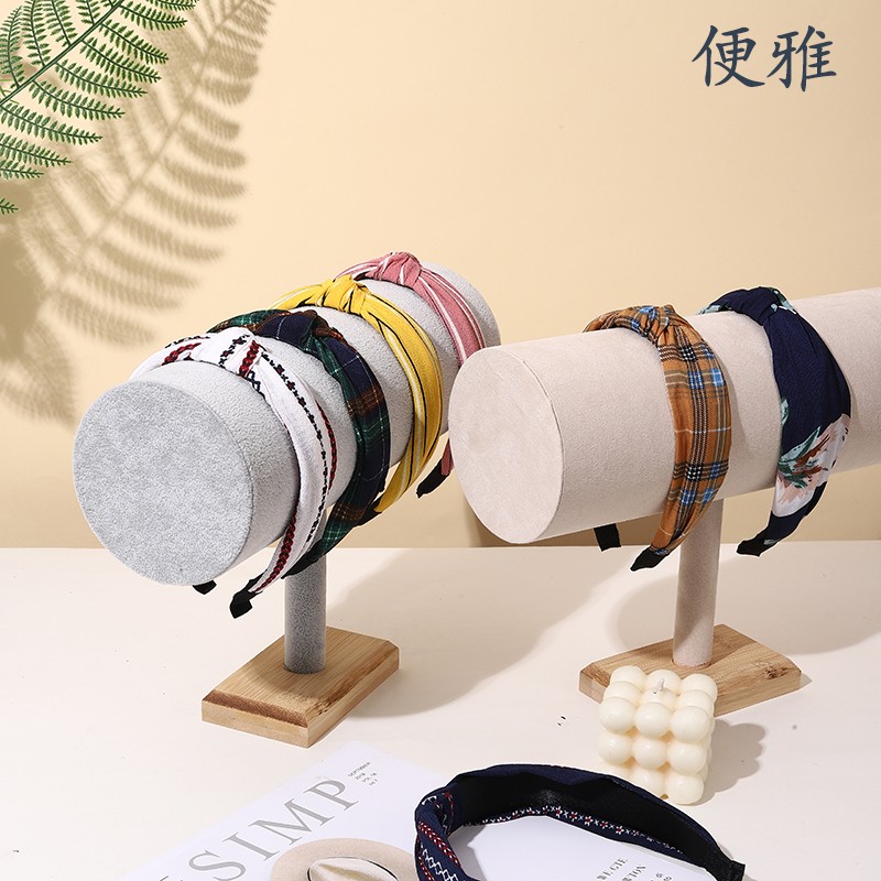 发箍收纳神器竹木头箍展示架绒布发箍架头绳发卡首饰收纳架陈列架