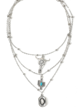 西部牛仔风帽子项链女式多层