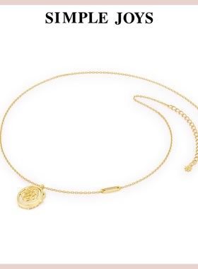 SIMPLEJOYS简单快乐 山茶花圆盘项链925银母贝梦境花园原创设计玫