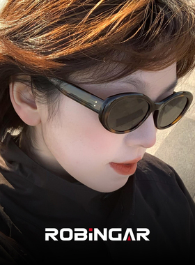 2026新款玳瑁猫眼墨镜女老钱风太阳镜男椭圆框可配近视偏光UV400