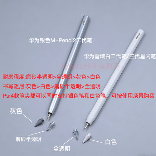 华为原装M-pencil 2/3代二三代透明笔尖触控笔星闪手写笔头笔芯 - 图1