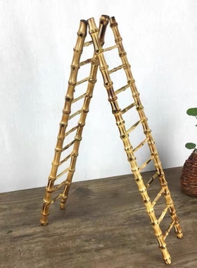 寓意步步高升节节高竹根摆件创意小梯子竹鞭竹梯秋千摩天轮模型