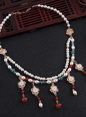 璎珞项圈汉服古风项链双层南瓜珠唐风明制坦领柯子配饰女仙