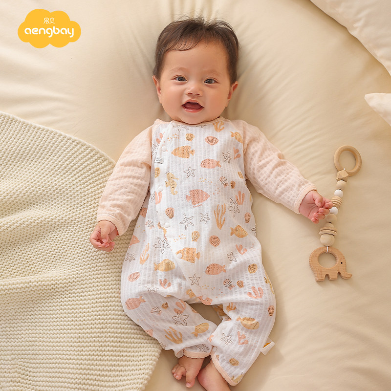 Aengbay婴儿衣服秋季薄款睡衣爬服新生儿哈衣宝宝家居服连体衣夏,淘宝优惠券,粉丝福利购,淘宝优惠卷