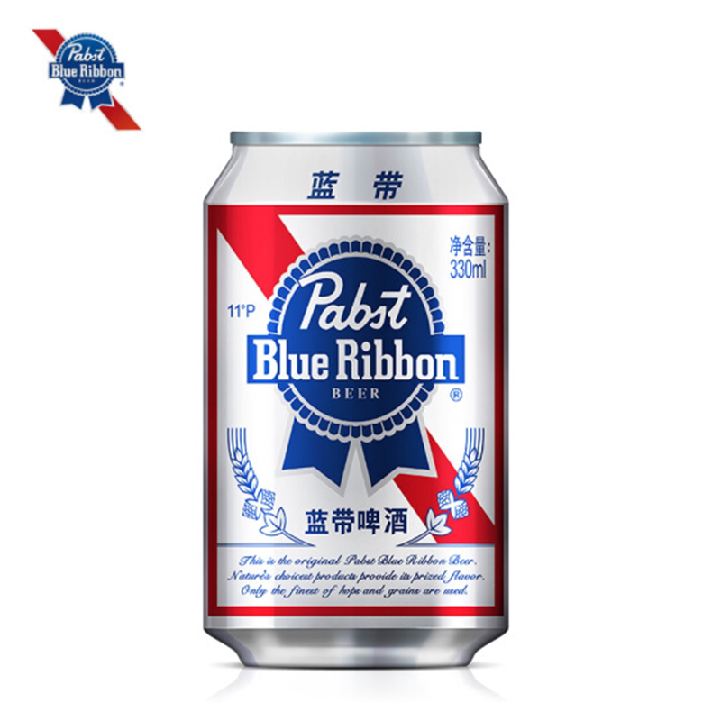 blue ribbon蓝带啤酒经典11度330ml*24罐装 原箱小罐特价普罐黄啤