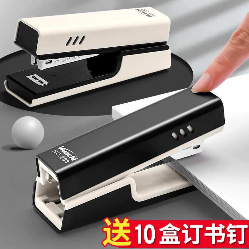 Large size stapler for students, high-looking, non-stuck stapler, thickened layer, labor-saving stapler for office and business white-collar workers, 12-gauge stapler, takeaway packaging, portable mini binding machine, universal