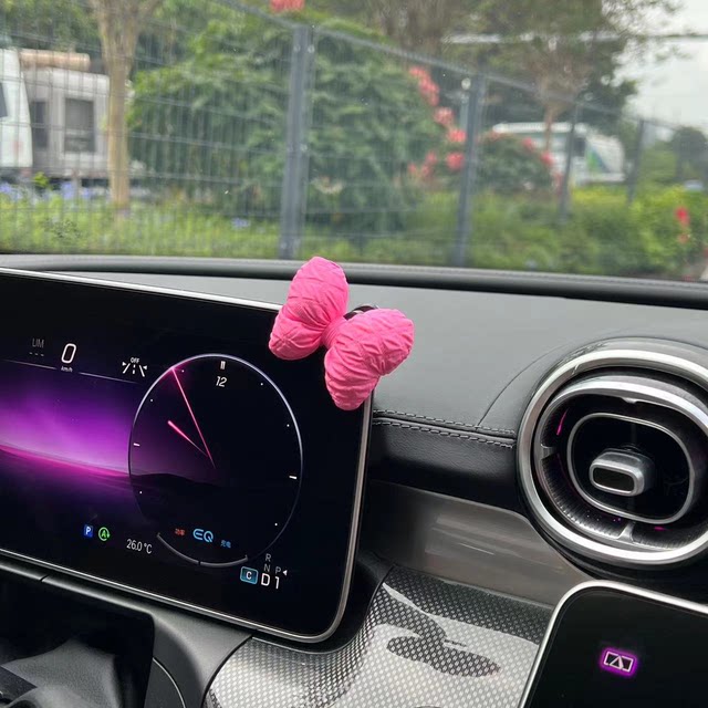 Cute pink bow car screen decoration ornaments