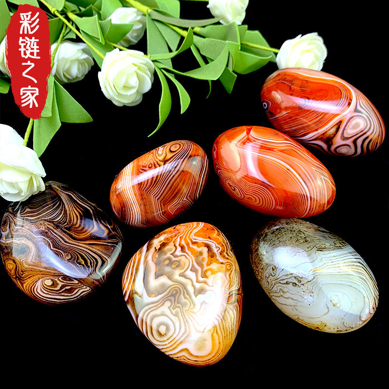 天然条纹缠丝玛瑙原石奇石精品古典 彩链之家摆件