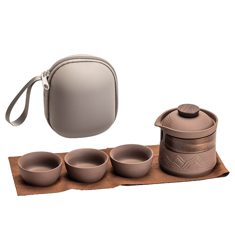Jiangxu portable purple clay travel tea set for making tea with you